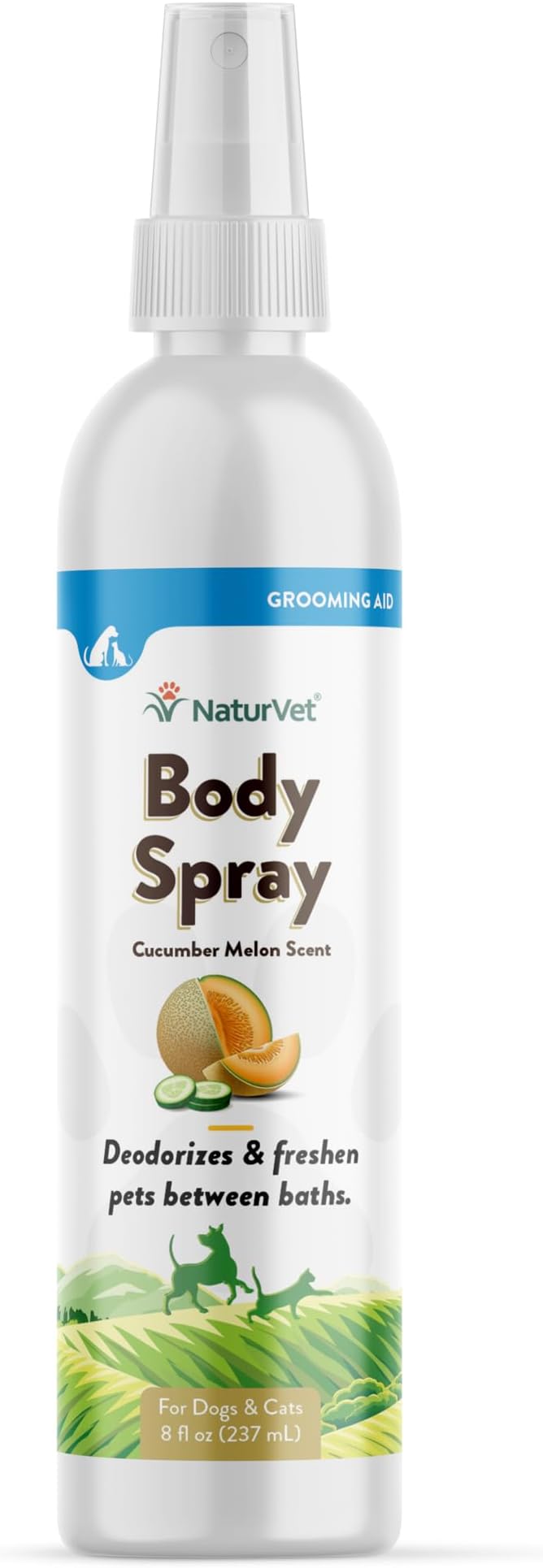 NaturVet Body Spray with Cucumber Melon Scent for Dogs & Cats 8 oz