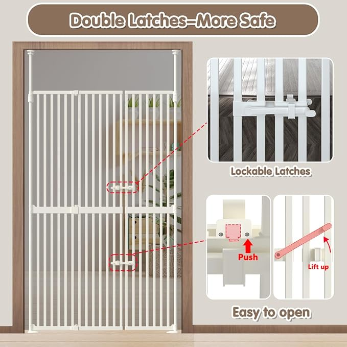 71" Extra Tall Cat Gate for Doorway 33.5"-47.2" Wide Pet Gate Pressure Mounted Walk Through Swing Auto Close Safety Dog Gates for Indoor, Stairs,Hallway