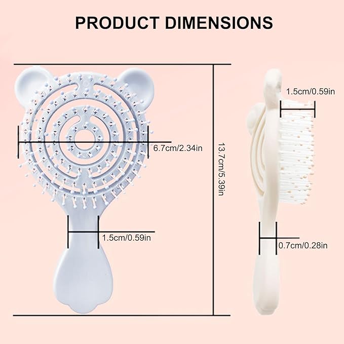 Cat-Ear Design Puppy Brush, Gentle Soft-Bristle Small Dogs Plastic Detangling Grooming Tool, Fit for Yorkie Shih Tzu Maltese Maltipoo (Blue)