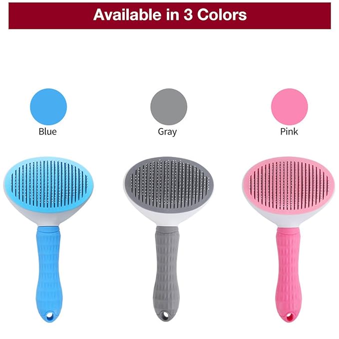 Self-Cleaning Slicker Brush - Upgraded Deshedding Tool for Dogs Cats with One-Click Clean & Ergonomic Grip, Ideal for Long/Short Haired Pets GrayFrxat Self-Cleaning Slicker Brush – Premium Deshe