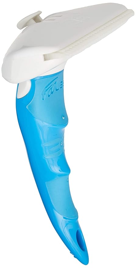 Eazee by Foolee Dog DeShedding Brush | Patented Dog Brush with NO Sharp Blades | Compatible with All Hair and Fur Types (Large, Blue)