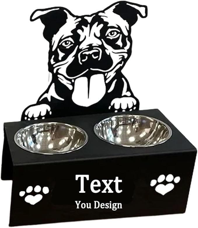 Personalized Dog Food Bowl Holder,Customized with Your Pet'S Name Pet Feeding Supplies Bowl Stainless Steel Dog Food and Water Dishes Gift for Pet Lovers (1Pitbull)