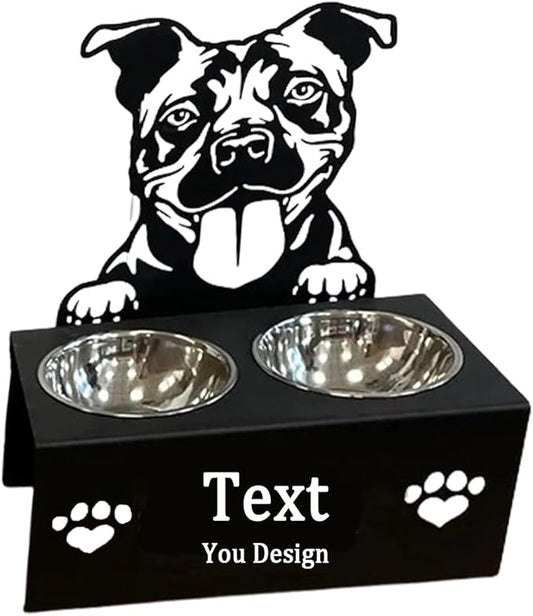 Personalized Dog Food Bowl Holder,Customized with Your Pet'S Name Pet Feeding Supplies Bowl Stainless Steel Dog Food and Water Dishes Gift for Pet Lovers (1Pitbull)