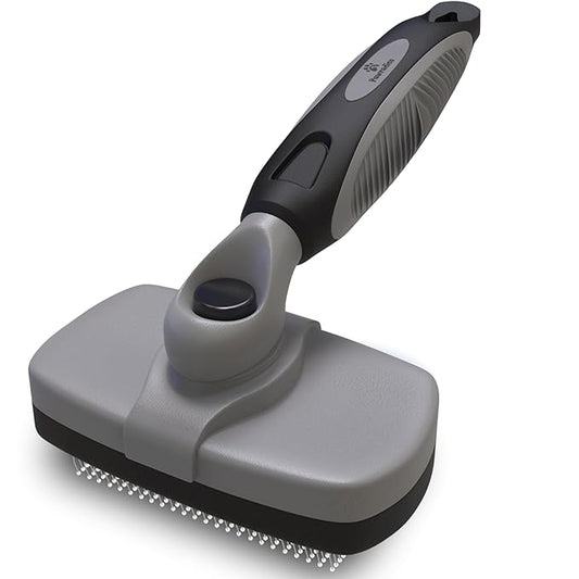 Deshedding Dog Brush for Shedding – Self Clean Cat Brush Deshedding & Grooming Tool for Long Haired and Short Haired Dogs, Slicker Brushes for Dogs, Skin-Friendly, Retractable Bristles, Easy to Clean