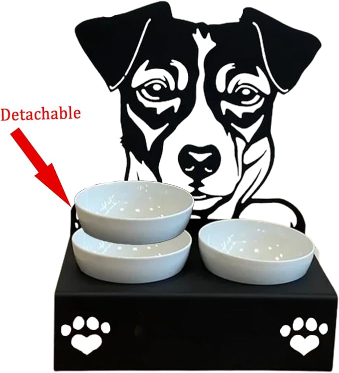 Personalized Dog Food Bowl Holder,Customized with Your Pet'S Name Pet Feeding Supplies Bowl Stainless Steel Dog Food and Water Dishes Gift for Pet Lovers (Jack Russel)