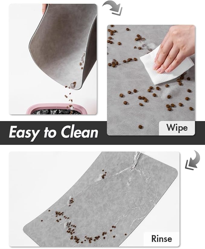 MontVoo-Absorbent Pet Feeding Mat-No Stains Pet Mat for Food and Water Bowl-Quick Dry Cat & Dog Food Mat Water Dispenser Mat-Pet Supplies Mat-Dog Water Bowl Mat for Messy Drinker,（LightGrey,23"x34"）