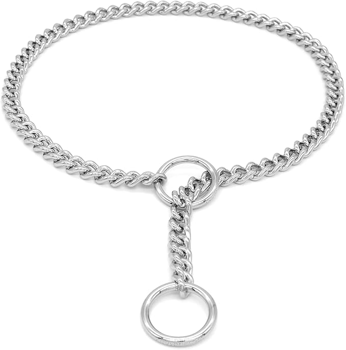 Herm Sprenger - Chrome Plated Steel Dog Training Collar - Narrow Round Links Slip Dog Chain - for Small Medium Large Dogs - Professional Training Collar - Made in Germany (20 inches (50 cm))