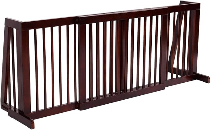 Giantex Expandable Wood Dog Gate, 28''-80'' Adjustable Freestanding Safety Gate, Step Over Fence for Small to Medium Sized Pets, Indoor House Doorway Stairs Extra Wide Fence