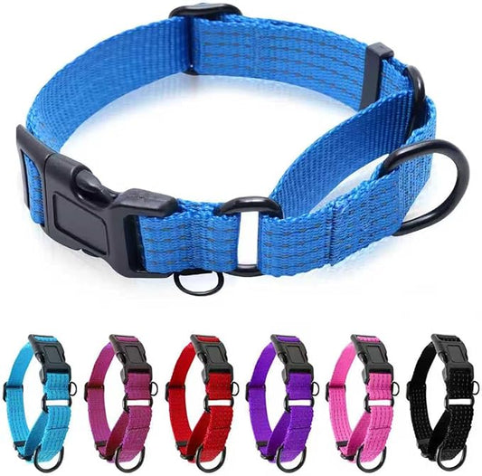 Martingale Collar for Dogs, Adjustable Soft Nylon Dog Collars with Special Design Cute Patterns (Blue, S (1" x 12"-15.8"))