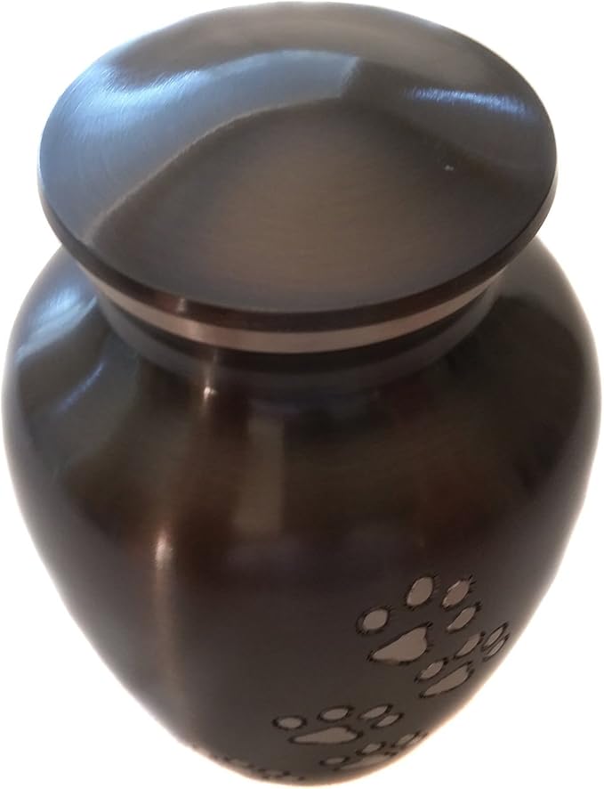 Ottillie Paws Legacy Series Pet Urn for Dogs, Handmade Aluminum Memorial Cremation Urn (Medium - Pets up to 65 lbs, Ebony, Vertical, Pewter Paws)