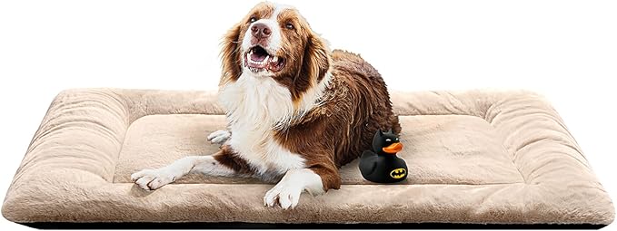 Dog Beds Crate Pad for Extra Large Dogs Ultra Soft Dog Crate Bed Washable & Anti-Slip Kennel Pad for Dogs Cozy Sleeping Mat,Cream 48inch