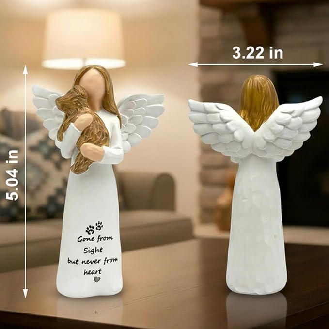 Dog Memorial Gift for Loss of Dog, Pet Loss Sympathy Gifts, in Memory Angel Figurine for Dogs, Hand-Painted Resin Statue, Remembrance Decor for Pet Lovers