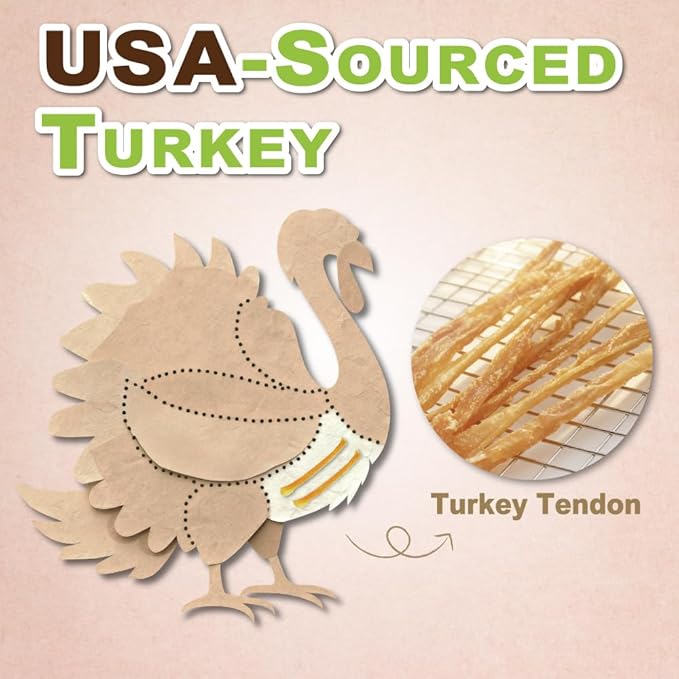 A Freschi srl Turkey Tendons for Dogs, Long-Lasting, Hypoallergenic Rawhide Alternative, Human Grade, Healthy Puppy Chews, Natural Dog Treats for Small Dogs, Bone (S), 4 Count Pack