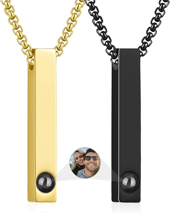 Personalized Projection Necklace with Custom Photo Pendant - Best Gift for Mom, Wife, Girlfriend, or Memorial - Mother's Day, Valentine's Day, Birthday Jewelry Gift