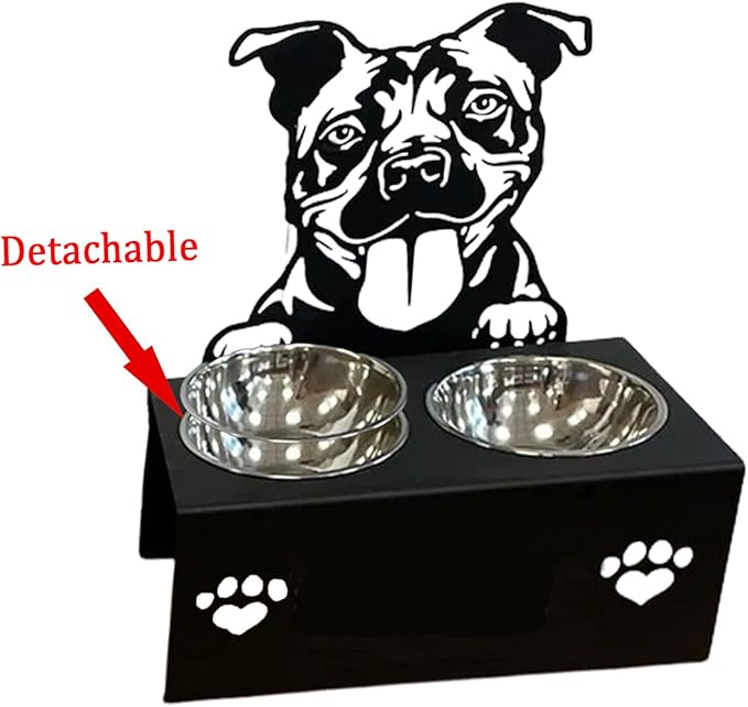 Personalized Dog Food Bowl Holder,Customized with Your Pet'S Name Pet Feeding Supplies Bowl Stainless Steel Dog Food and Water Dishes Gift for Pet Lovers (1Pitbull)