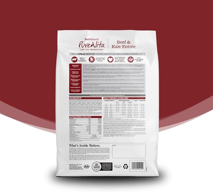 NutriSource Pure Vita Beef & Kale Dog Food, 4LB