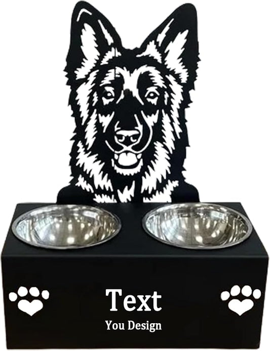 Personalized Dog Food Bowl Holder,Customized with Your Pet'S Name Pet Feeding Supplies Bowl Stainless Steel Dog Food and Water Dishes Gift for Pet Lovers (German Shepherd)