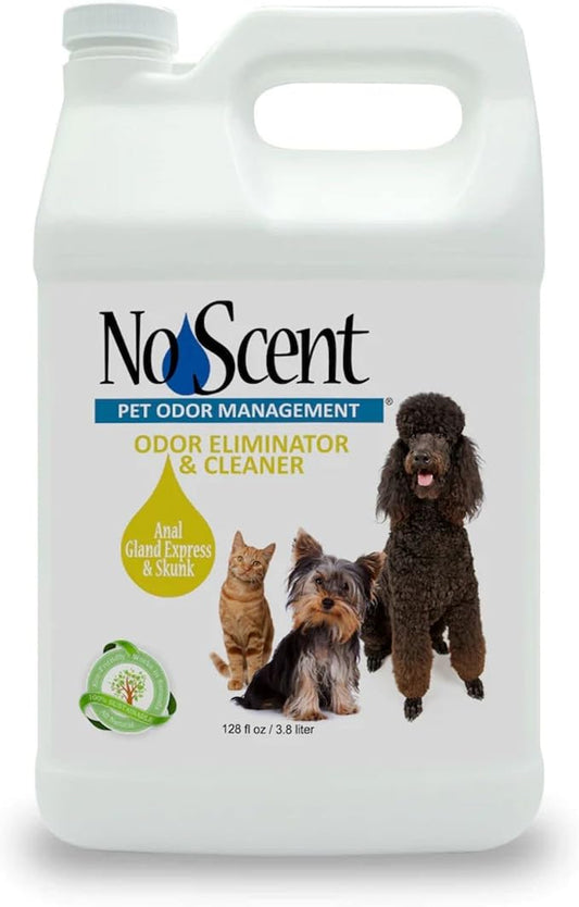 No Scent Anal Gland Express & Skunk Spray Pet Fur Cleaner for Dogs & Cats (128 Fl Oz / 3.8 Liters)