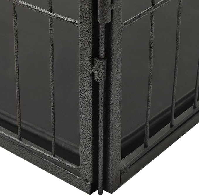 vidaXL Dog Playpen Black Powder-Coated Steel 36.0x23.2x24.0 in Foldable