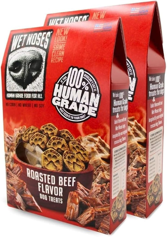 Wet Noses Organic Crunchy Dog Treats – All-Natural, Human-Grade, Non-GMO, Healthy Training & Delicious Snacks for Dogs, for All Dog Sizes & Breeds –Roasted Beef, 14oz (2 Pack)
