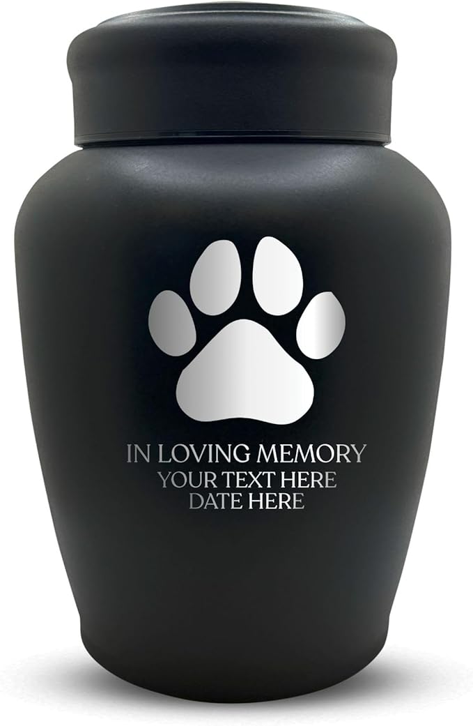 Personalized Custom Dog Urn Engraved Dog Name and Date - Stainless Steel Large Cremation urns for Dogs Ashes with Airtight Closure | up to 150 lbs Capacity | Dog Paw