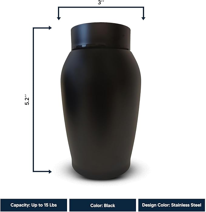 Personalized Custom Small Keepsake Urn Engraved with Pet Name, Date, and Dog Design - 5.2" Black Powder Coated Steel Cremation Urn for Dogs Ashes |Hand and Paw - High Five, Black