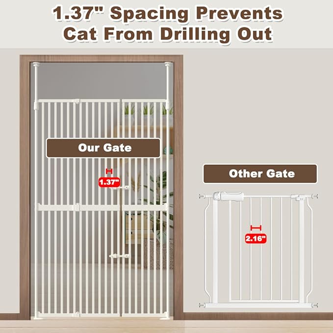 71" Extra Tall Cat Gate for Doorway 33.5"-47.2" Wide Pet Gate Pressure Mounted Walk Through Swing Auto Close Safety Dog Gates for Indoor, Stairs,Hallway