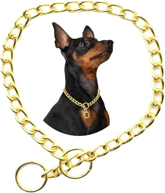 Chain for Dogs,Metal Slip Link Training Heavy Duty Dog Collar Martingale Puppy Collars for XXS XS Small Medium Large Big XL Breed Dogs Golden S