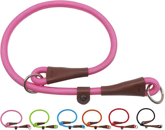 MayPaw Slip Collar Nylon Rope Adjustable Collar for Dog Training- No Pull Round Martingale Dog Collars for Small Medium Large Dogs