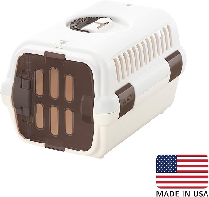 Richell: Pet Travel Carrier II - Small White - Dog & Cat Transporter, Collapsible Design for Storage, Small Pets Up to 11 lbs, Latches to Seat Belts