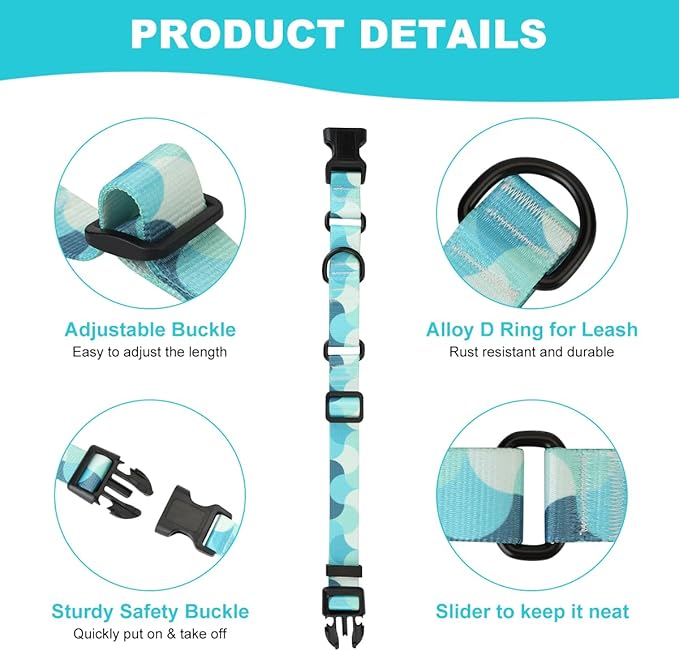 Martingale Dog Collars,Adjustable Soft Nylon Quick Release Buckle,No Pull Training Collar for Large Medium Small Dogs