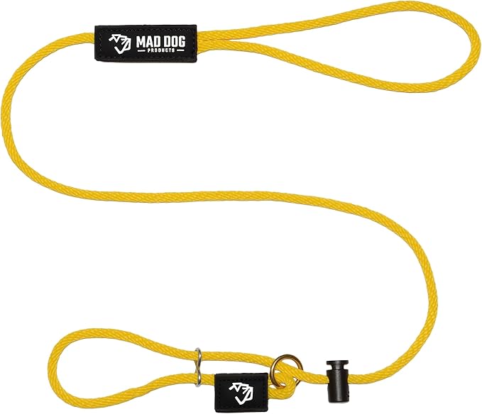 Mad Dog Products Easy Leader Dog Leash 1/4" x 10' Yellow Signature Rope - Made in USA