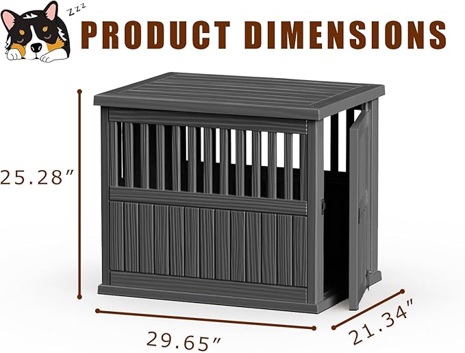 ATMLT Dog Crate Furniture for Medium Dogs, 30" Dog Kennel Indoor with Lockable Latch, Modern Dog Cage End Table, Escape-Proof and Chew-Proof, Durable and Sturdy, Black
