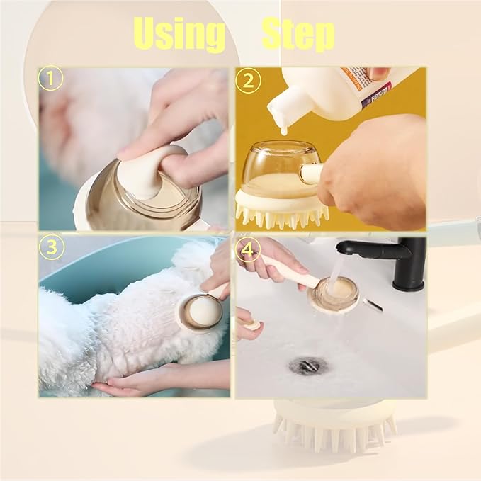 3 In One Pet Massaging Brush - Clean,Massage,Groom Comb - Silicone Comb Suppleness Brush ，Pet Friendly Wash Tools For Cats&Dogs (white)