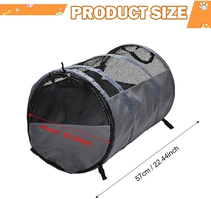 Puppy Dog Crate for Car Travel, Car Seat Portable Kennel for Small Dogs Cat, 23 Inchs Small Pet Crate, Foldable Pet Cage Carrier, Lightweight Sturdy Oxford Breathable Mesh Easy Install (Grey)