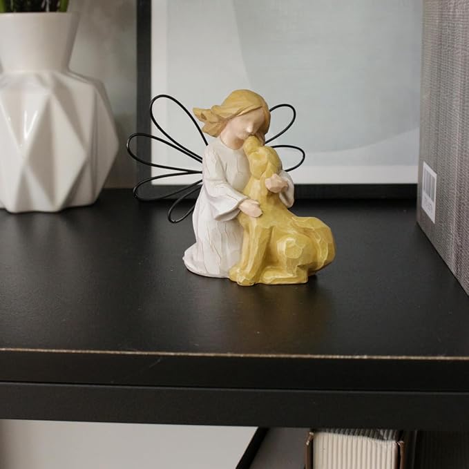 Angel Kissing Dog Statue, Eternal Love Pet Memorial Friendship Gifts, Comforting Loss of dog Sympathy Gift