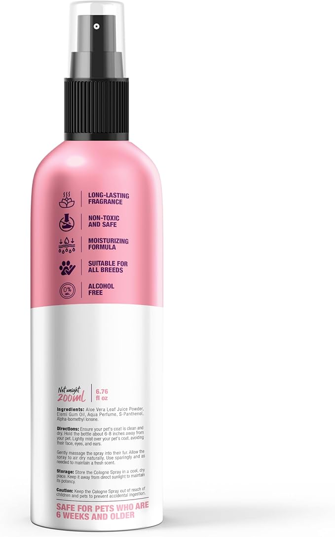 Wagging Tails Baby Fresh Pet Scent | Natural Aloe Vera & Elemi Gum Oil | Long-Lasting Deodorizing Spray for Dogs & Cats | Alcohol-Free Moisturizing Perfume Mist | 200ml (6.76 fl oz)