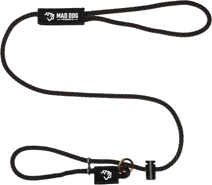 Mad Dog Products Easy Leader Dog Leash 1/4" x 4' Black Signature Rope - Made in USA