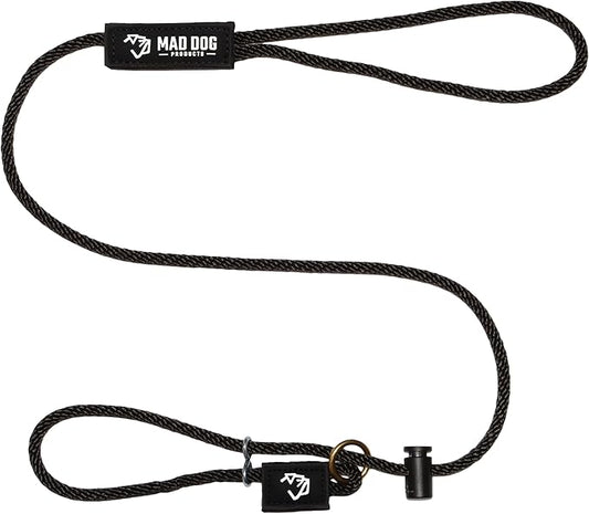 Mad Dog Products Easy Leader Dog Leash 1/4" x 4' Black Signature Rope - Made in USA