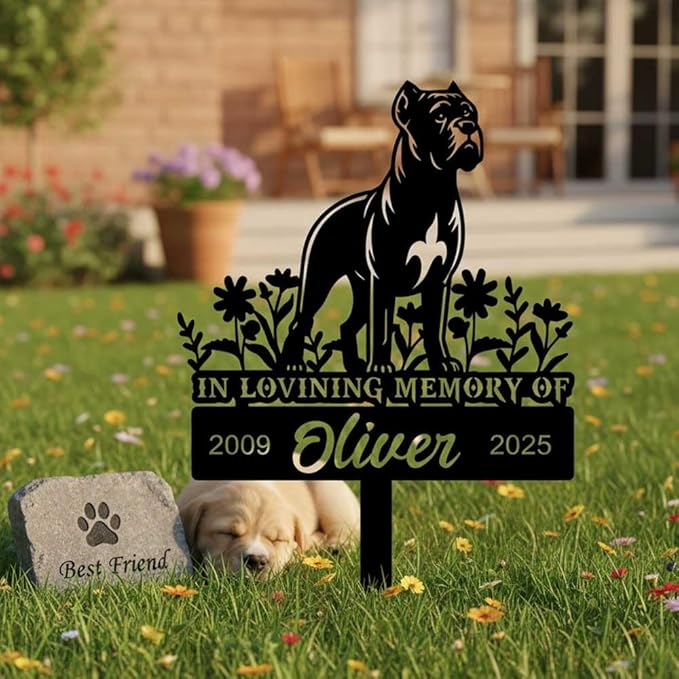 Custom Pet Grave Markers Dog Memorial Plaque, Memorial Yard Garden Outdoor Decor, Waterproof Metal Dog Grave Markers for Loss of Pets, Personalized Sympathy Remembrance Gift
