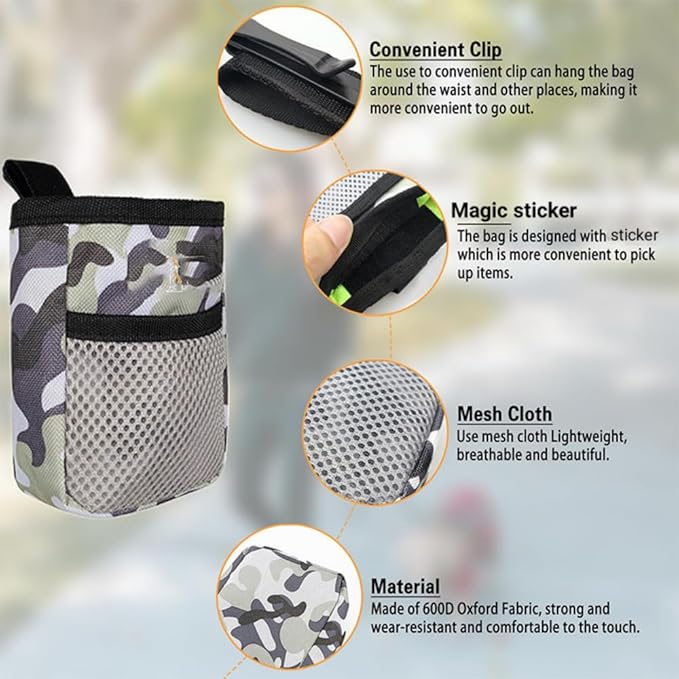 Mini Dog Treat Training Pouch Clip On Belt Hand-Free Pet Snack Bag Portable Puppy Training Reward Pouch Auto Closure for Dog Training Behavior Aids (Camouflage)
