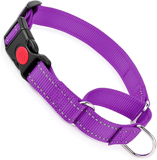 Martingale Collar for Dogs with Buckle, Reflective Dog Choke Collar Escape Proof No Pull Cinch Dog Training Collars Adjustable for Small Medium Large Breed Pet Dogs, Purple M