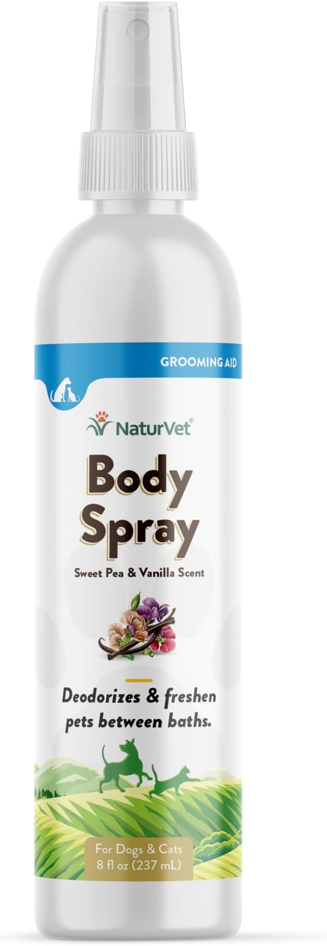 NaturVet Body Spray with Sweet Pea & Vanilla Scent for Dogs & Cats 8 oz