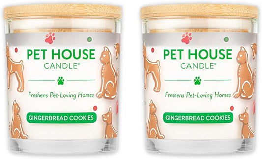 Pet House Pet Odor Candle Plant Based Scented Candle Clean Burning, Long Lasting for Home, Gingerbread Cookies 2 Pack