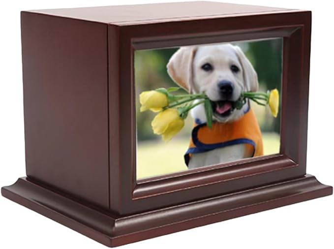 Wooden Pet Memorial Keepsake Urns for Small/Medium Dogs & Cats （Small）, Photo Box Pet Cremation Urn，Cremation Urns for Dogs Ashes，Cat Urn，Loss Pet Sympathy Remembrance Gift