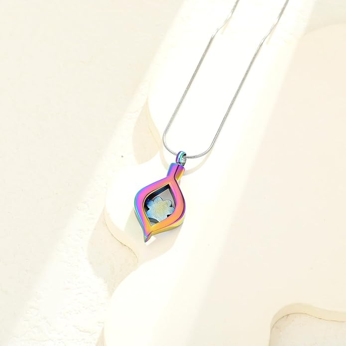 Cremation Jewelry for Ashes The Eye of My Heart Urn Necklace Keepsake with Dog/Cat Paw Memorial Urn Jewelry Stainless Steel Necklace Memorial for Pet Gift for Men Women