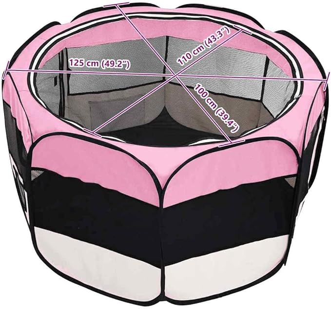 vidaXL Dog Playpen Pink and Cream Polyester 49.2 in x 49.2 in x 24.0 in