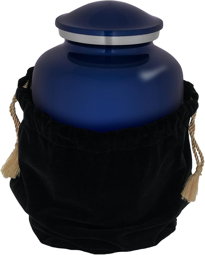 Homage Large Custom Photo Pet Cremation Urn for Pet Ashes - Vase Style Pet Urn - 200 Cubic Inch Capacity -Personalization Included (Sapphire Blue)