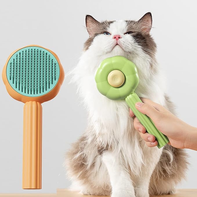 Magic Pet Comb, Pet Grooming Brush, Cat and Dog Brush for Shedding, Pet Massage Cleaning Slicker Brushes for Dogs Cats, Shedding Brush for Short or Long Haired Cat Dogs Tangled Hair (Orange-A)