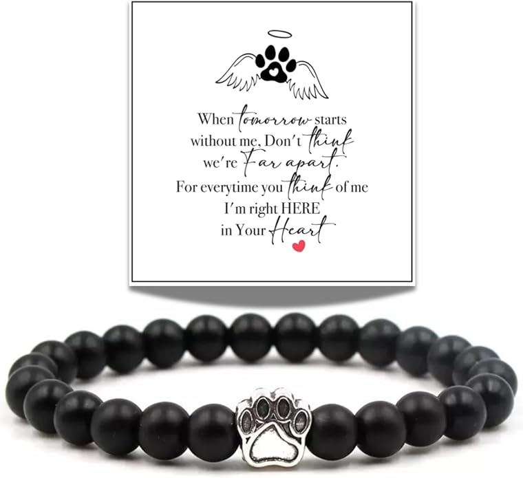 LINGYUAN Pet Memorial Gifts for Dogs Cats, Pet Memorial Bracelet, Remembrance Pet Loss Sympathy Gift for Cat Dog Lovers, Bereavement Gifts for Loss of Pet